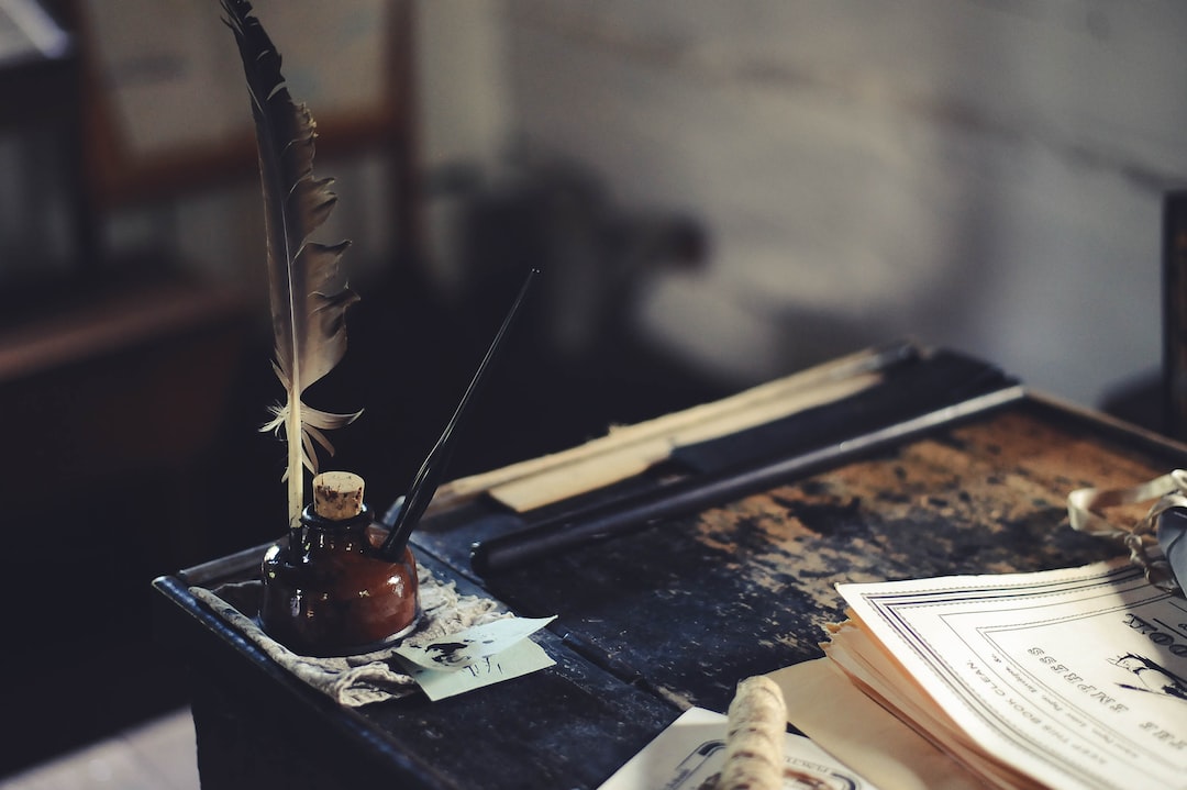 ink bottle on desk ink bottle on desk